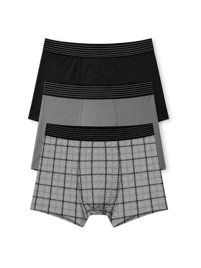 Men Printed Boxershort (Pack of 3) Grid Print