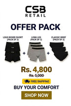 Offer Pack 1 - 3 Logo Boxer Shorts - 3 Long Leg Boxers & 3 Classic Brief Underwears