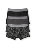 Men Printed Boxershort (Pack of 3) Black Leaf Print