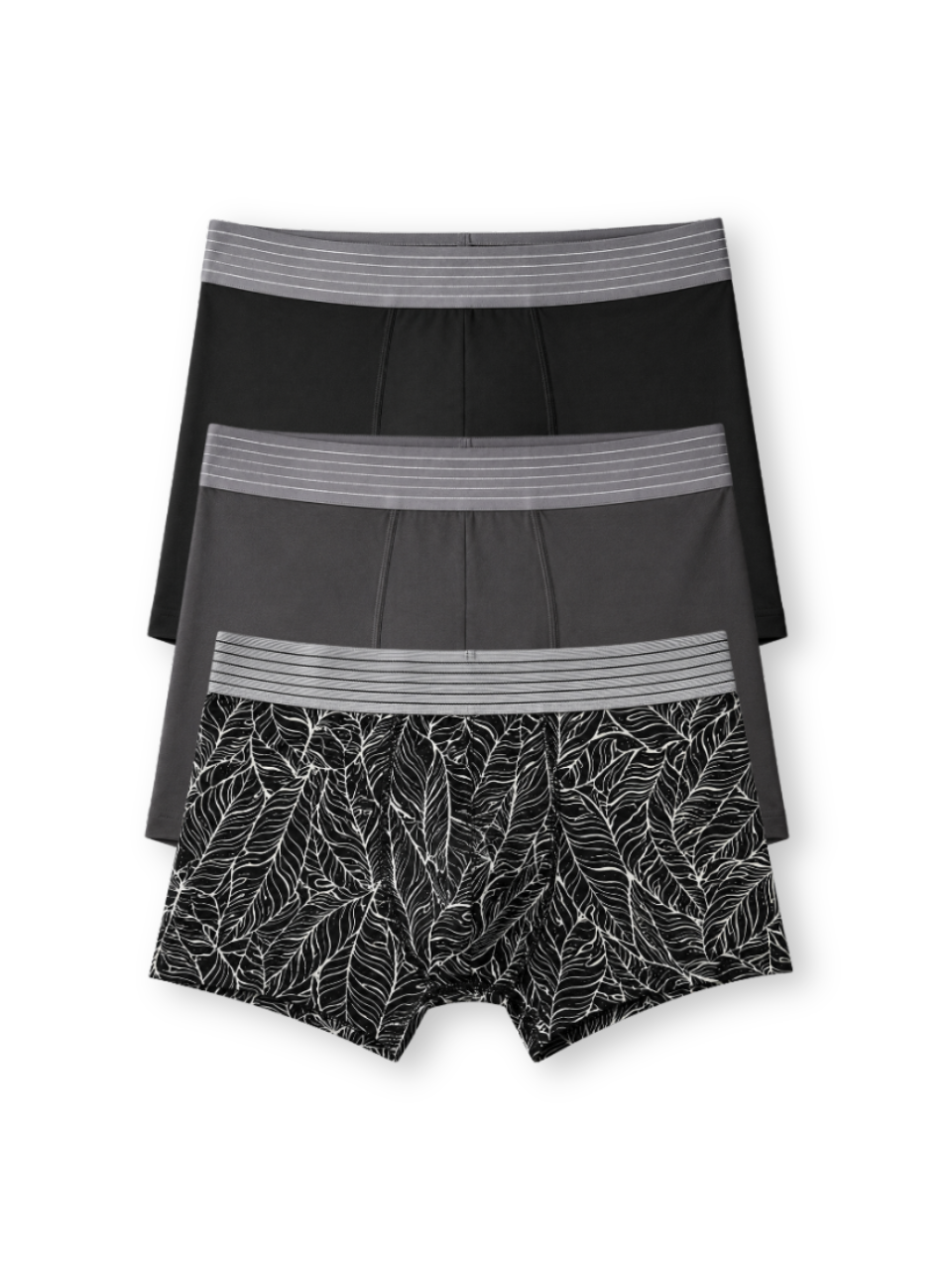 Men Printed Boxershort (Pack of 3) Black Leaf Print