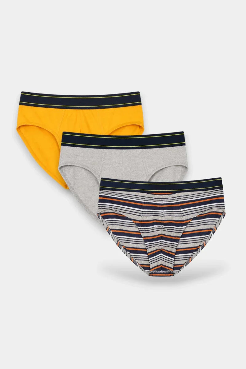 Brief Underwear (Pack of 3) - Orange Stripes