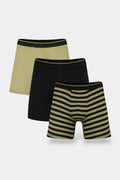 Men Long Leg Boxer Brief (Pack of 3) - Olive Stripped