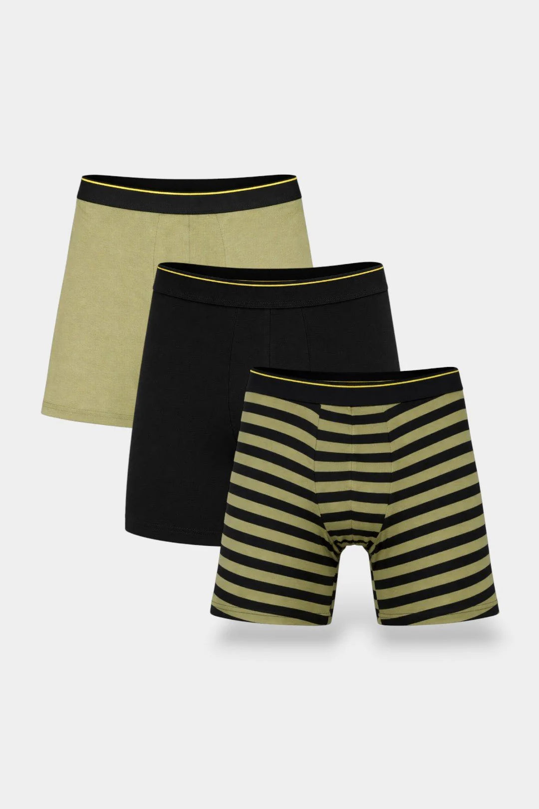 Men Long Leg Boxer Brief (Pack of 3) - Olive Stripped